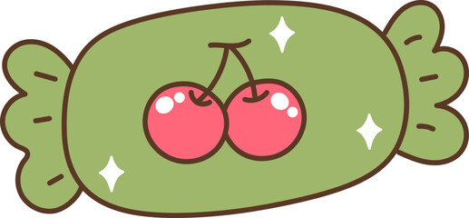 Groovy Retro Candy Cartoon Illustration