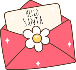 Groovy Retro Santa Letter Cartoon Illustration