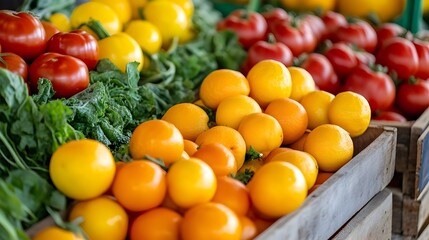 Vibrant fresh produce in a greenhouse.