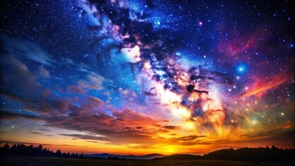 Fototapeta premium Dramatic night sky with vibrant colors and stars shining brightly, starry, sky, night, dramatic, celestial, astronomy, vast