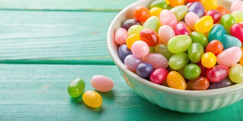 Colorful Easter jelly beans in a variety of pastel hues, jelly beans, Easter candy, colorful, pastel, rainbow, sweet