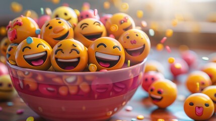 Bowl of Smiling Emojis