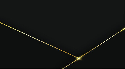 Abstract background with intersecting golden lines on black background with empty space for geometric and luxurious design