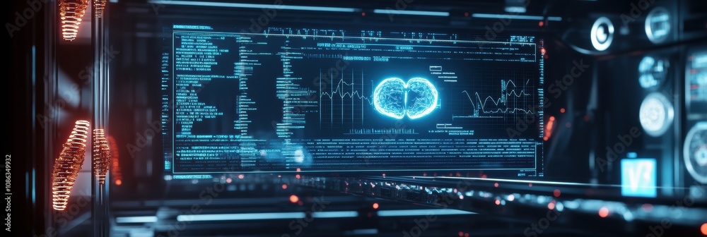 Aufkleber A digital interface showcases intricate DNA analysis and genetic data in a high-tech laboratory filled with monitoring equipment. Generative AI