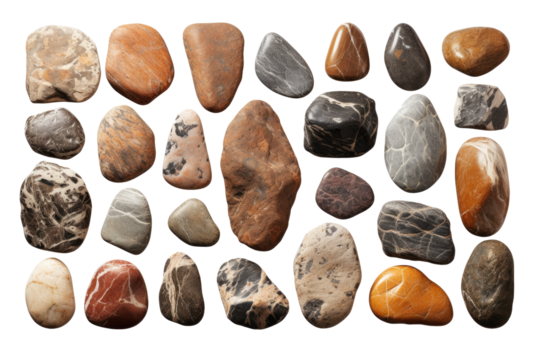 Set of rock on white background