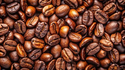 Obraz premium Richly roasted coffee beans with a glossy sheen , coffee, beans, roasting, artistry, textures, hues, robust flavor, close up