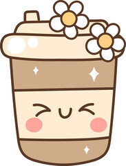 Groovy Coffee Cup Cartoon Illustration