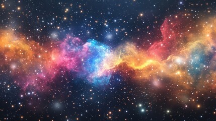 A cosmic explosion border with stars, nebulas, and cosmic dust in a vibrant display, isolated on a transparent background, ideal for space-themed designs.