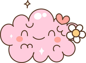 Groovy Pink Cartoon Brain Character