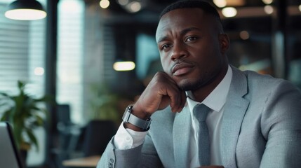 Obraz premium Businessman strategizing for development and growth with focus on increasing positive indicators and business success