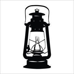 Old oil lamp silhouette, hanging miners lamp silhouette