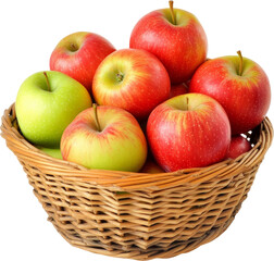 Basket of red and green apples, studio shot. Fresh fruit and healthy eating concept