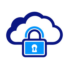 Blue silhouette secure cloud vector icon design