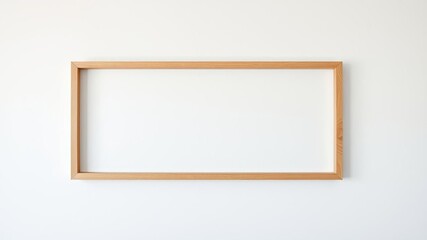Minimalist wooden frame on white wall with clean lines and subtle texture, frame, design, geometric