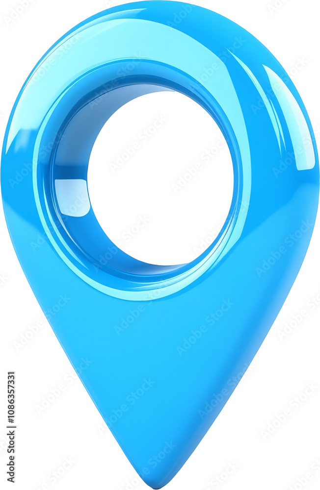 Poster blue map location pin on transparent background