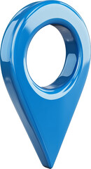 Fototapeta premium Blue 3D location pin icon on transparent background