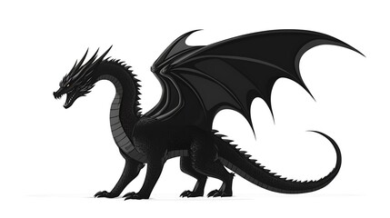 Black dragon silhouette symbolizing fearsome legends and ancient myths picture