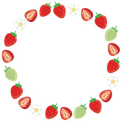 苺の丸枠イラスト2