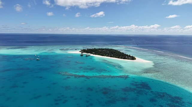 Aerial views of Velavaru Island in Maldives