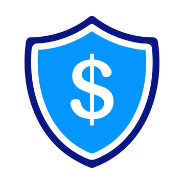 recommend clip art: Blue silhouette dollar in shield vector icon design