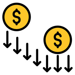 Falling Dollar Sign Icon