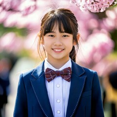 卒業式　入学式　女の子　桜