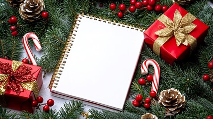 Blank Christmas Card Mockup on Holiday Background,
