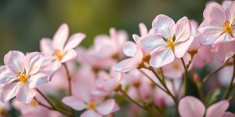Obraz premium Soft petals of delicate flowers in pastel hues gently sway in the breeze, floral motifs, garden details