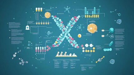 Obraz premium Dna replication mechanisms illustrated a comprehensive bio research infographic explaining the steps and enzymes involved in replicating DNA