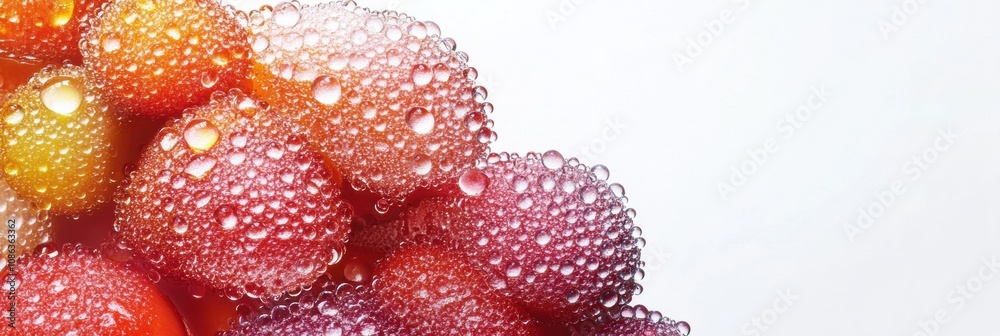 Aufkleber a collection of assorted fruits sits wet and glistening with tiny bubbles, displaying bright hues of