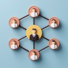 Fototapeta premium rank coordinator conceptual. Network of people connected to a central figure.