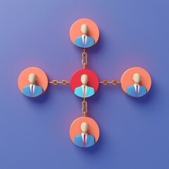 rank coordinator conceptual. Collaborative network with abstract business figures.