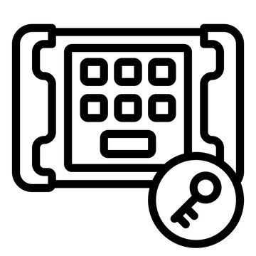 recommend clip art: Keypad programming outline icon for configuring key access codes.