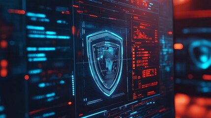Obraz premium Cyber Security Shield on Digital Background