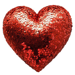 vibrant red heart shaped pillow covered in shiny sequins, perfect for expressing love and affection. Ideal for decorations or gifts on special occasions