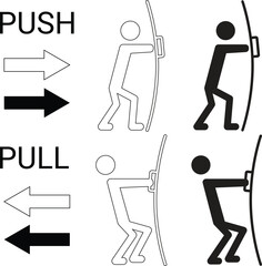 Set of push and pull icon with editable stroke and fill