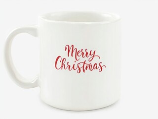 White Coffee Mug with Merry Christmas Text  
