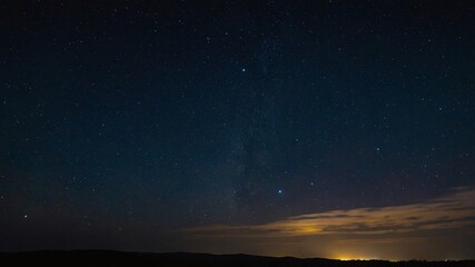 The night sky is lit by the moonlight