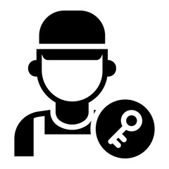 Locksmith avatar glyph icon representing a professional locksmith.