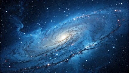 A breathtaking image of the center of a blue galaxy with dense clouds of gas and dust, celestial object, astrophysics, space photography, astronomical event, cosmic clouds