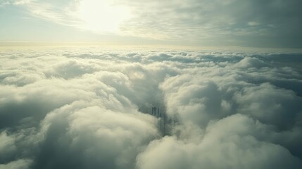 Aerial View of City Beneath a Sea of Clouds