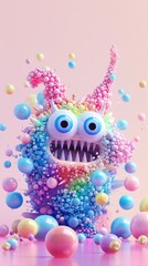 Fototapeta premium 3D Cartoon Monster Made of Colorful Spheres