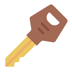 Key flat icon symbolizing access, security, and unlocking.