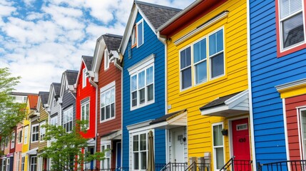 Obraz premium Row of colorful townhomes in a vibrant neighborhood
