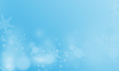 Winter fleck crystallic granules. Snowfall sky white teal blue wallpaper. Swirling snowflakes february texture. Snow hurricane scenery design.