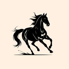 vector animal illustration, logo, silhouette of a running horse