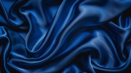Fototapeta premium Royal blue silk cloth with elegant waves and luxurious texture