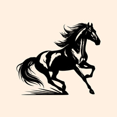 vector animal illustration, logo, silhouette of a running horse