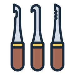Key extractor set filled line icon used in removing broken keys from locks.