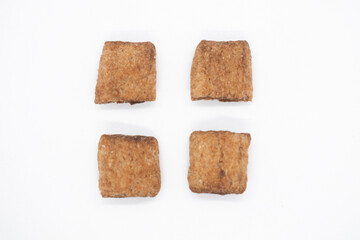 Chocolate pillow wafer snack isolated on white background